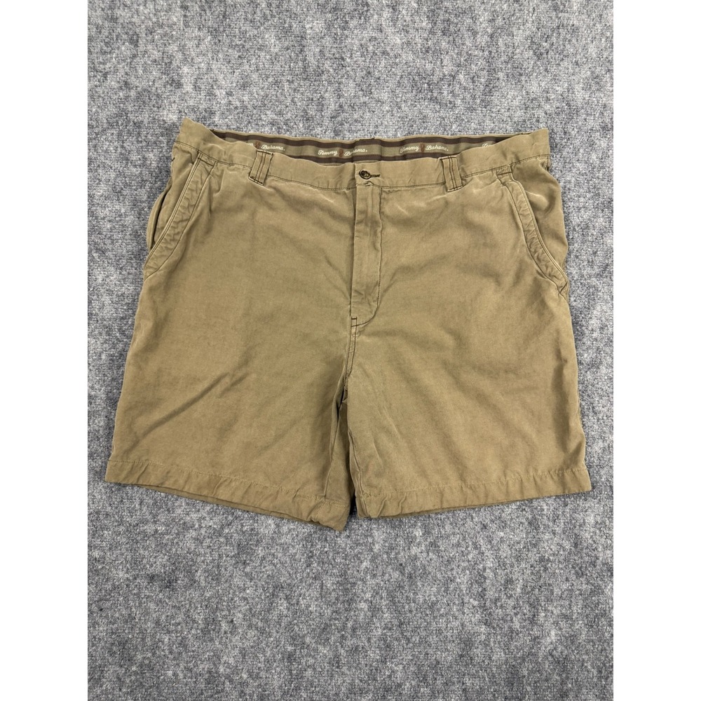 Tommy Bahama Mens Khaki Brown Silk Cotton Flat Front Shorts Size 42 RN86549